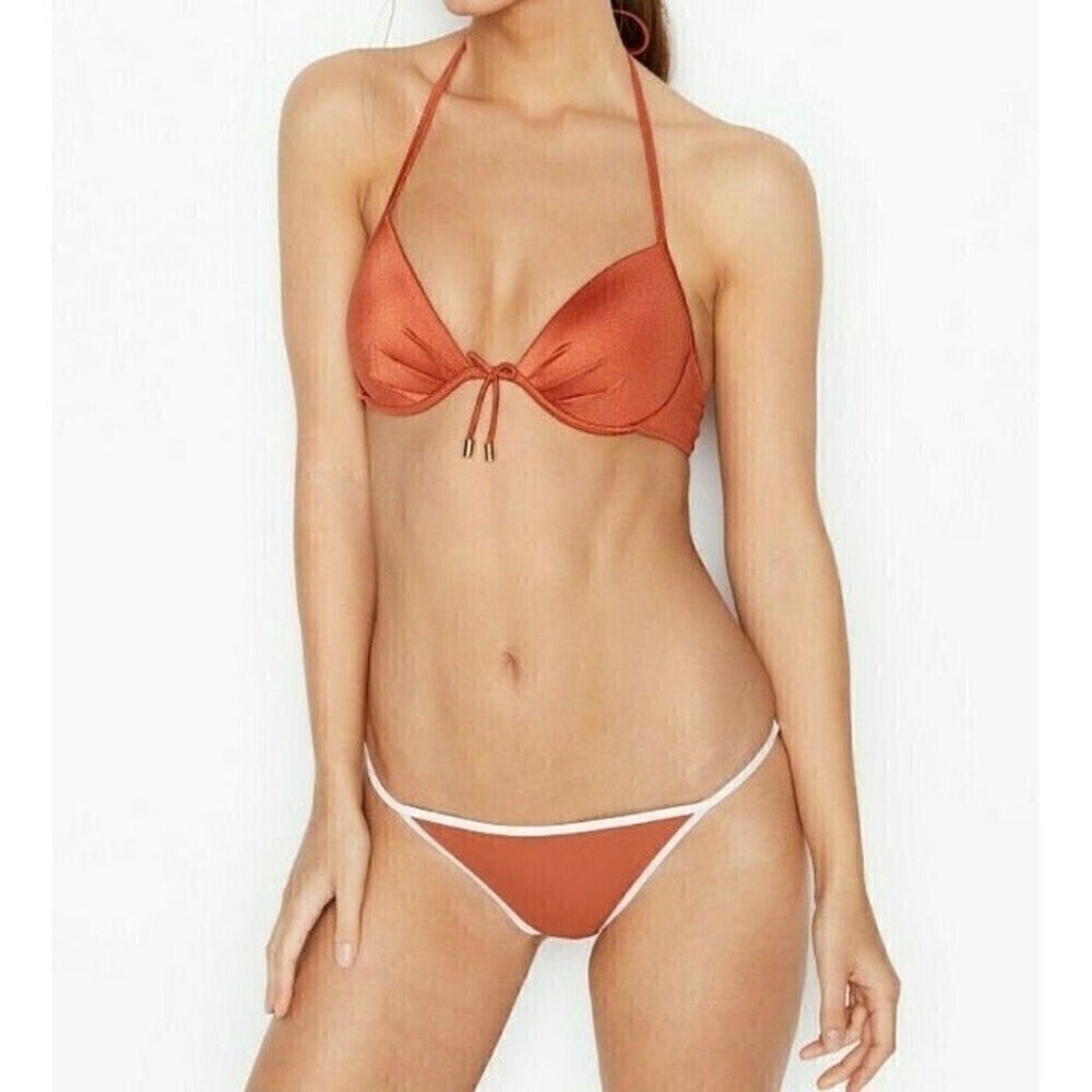 Victoria's Secret 2 pc  Bikini Set Size 36DD XL Push Up Top Orange